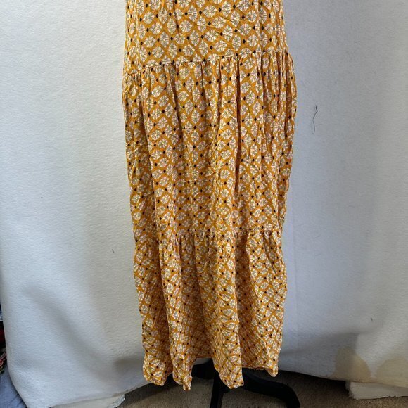 Knox Rose dress‎ women M Flutter Sleeve Tiered midi Orange Pockets lined - Picture 2 of 8